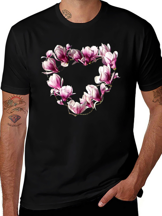 Floral Heart Black T-Shirt