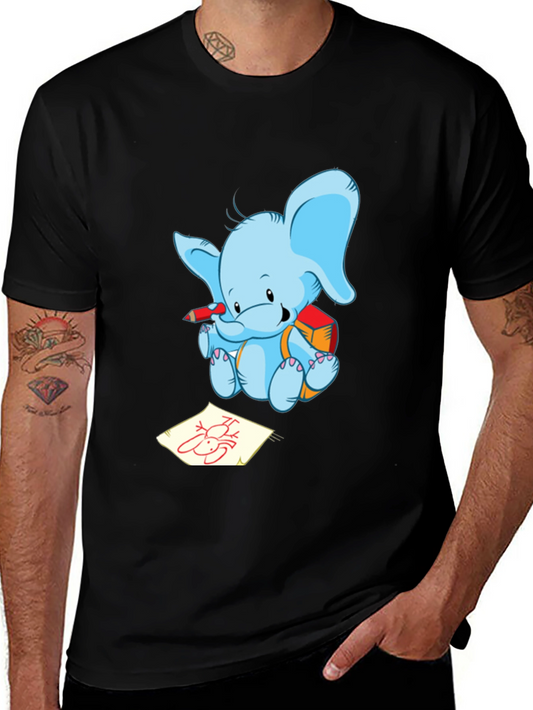Cute Elephant Student Black T-Shirt