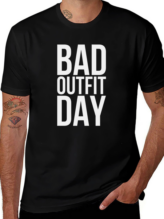 Bad Outfit Day Graphic Tee - Black Casual T-Shirt