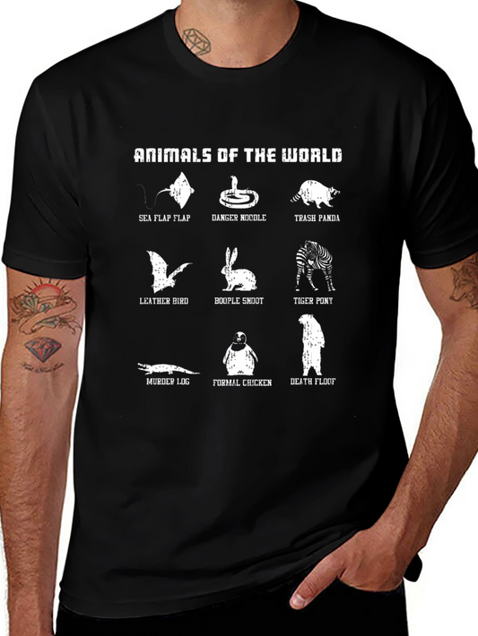 Animals of the World Funny Graphic T-Shirt