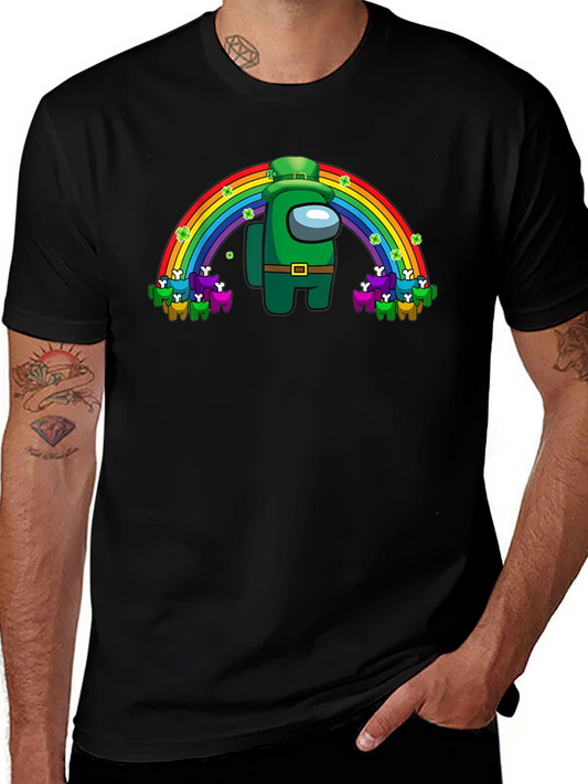 St. Patricks Day Among Us Rainbow Crew Neck T-Shirt