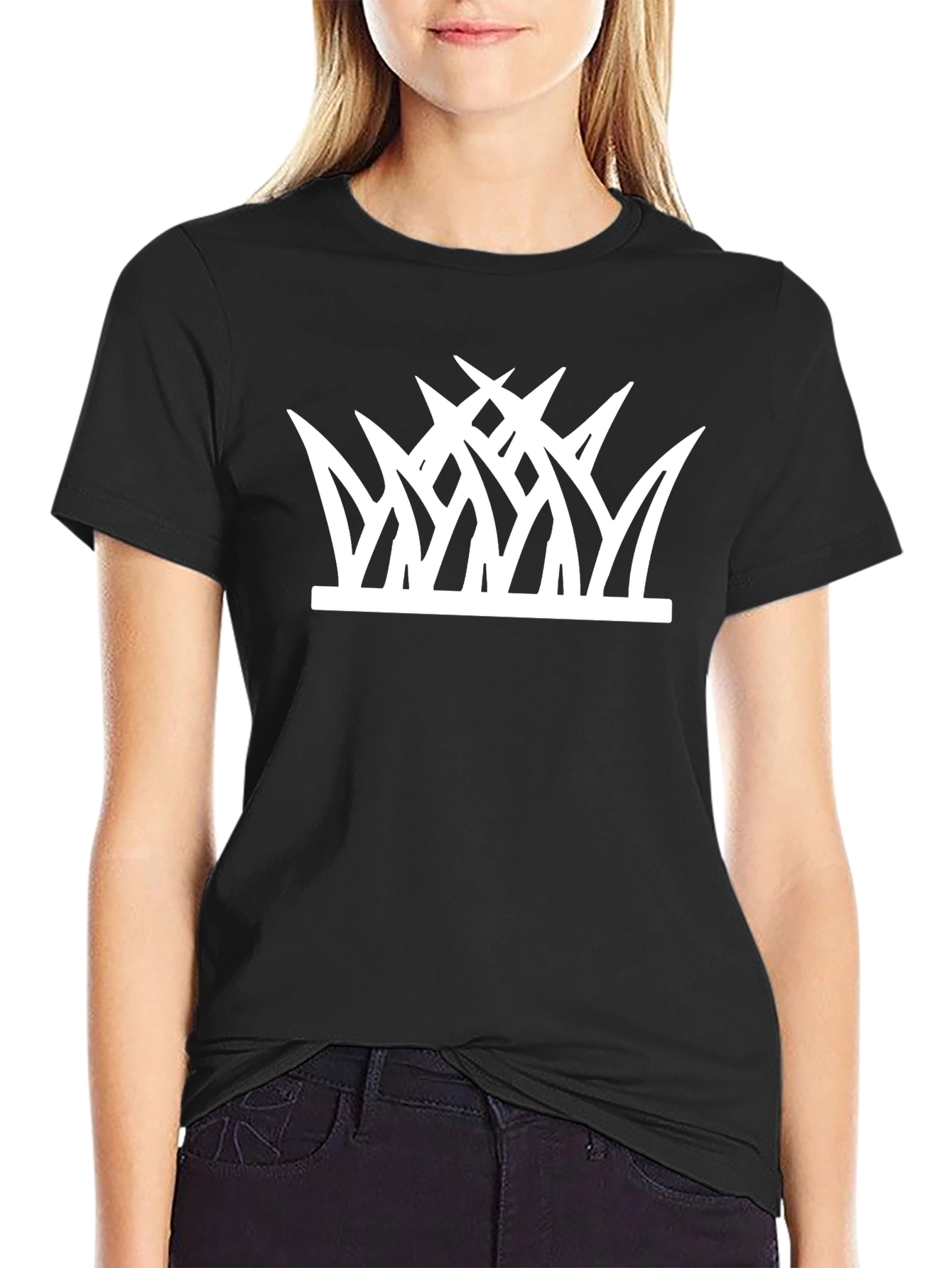 Grass Graphic Tee - Black Cotton Casual