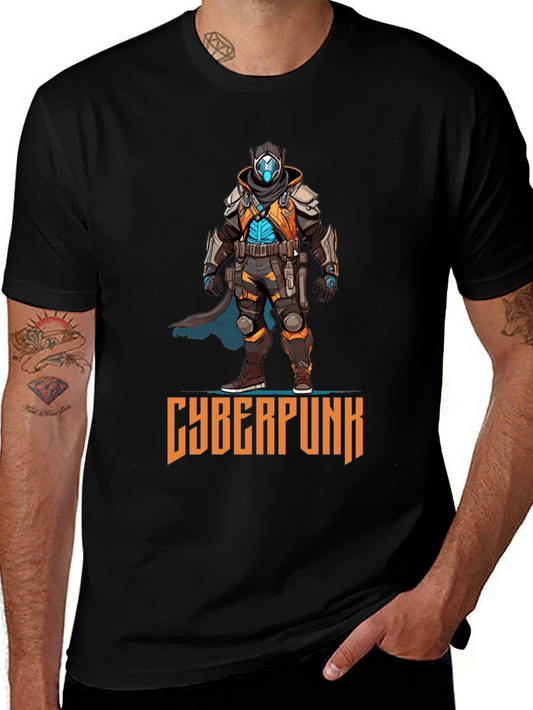 Cyberpunk Warrior Graphic Tee - Black