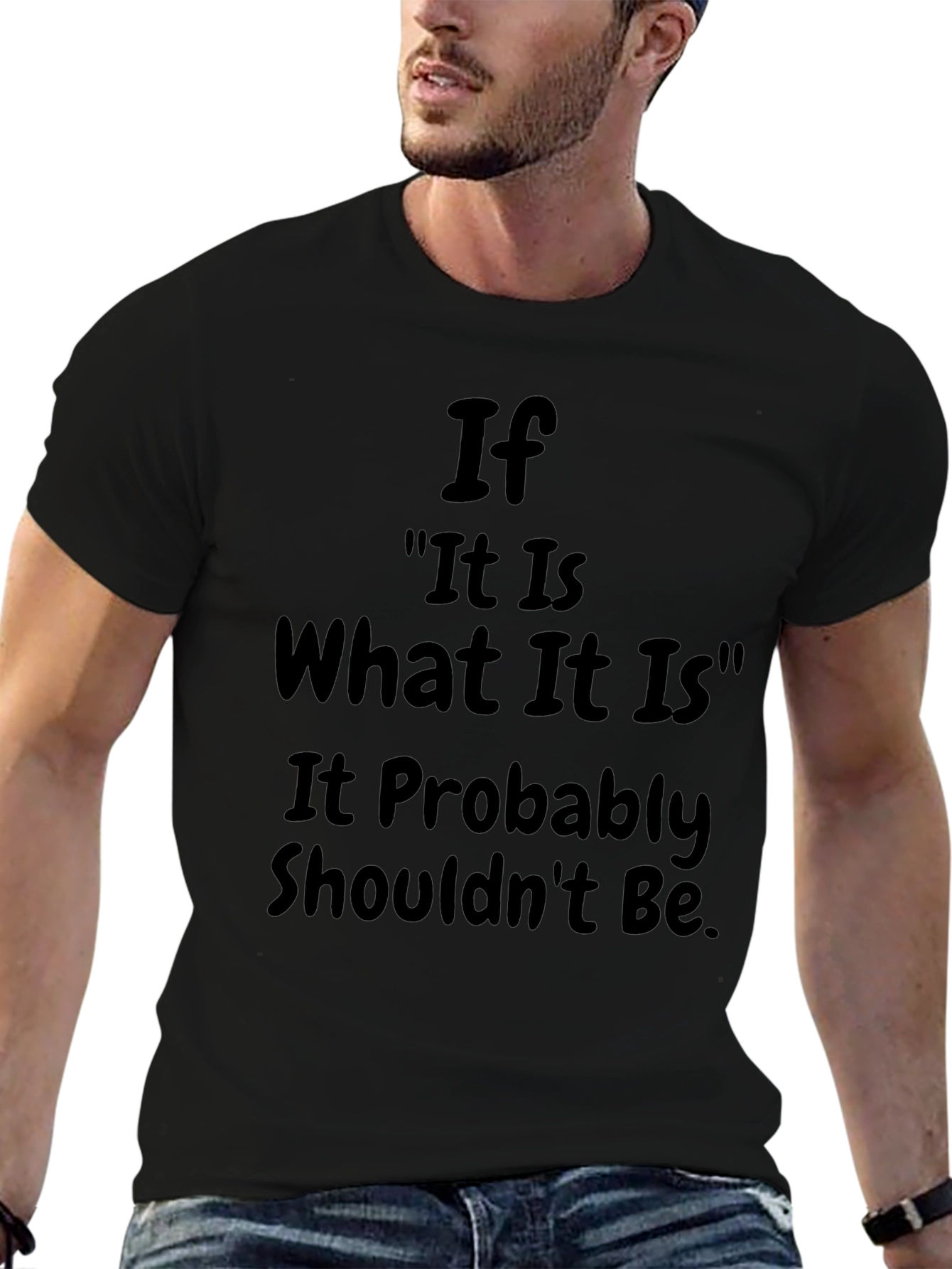 Humorous Slogan Graphic T-Shirt - Black