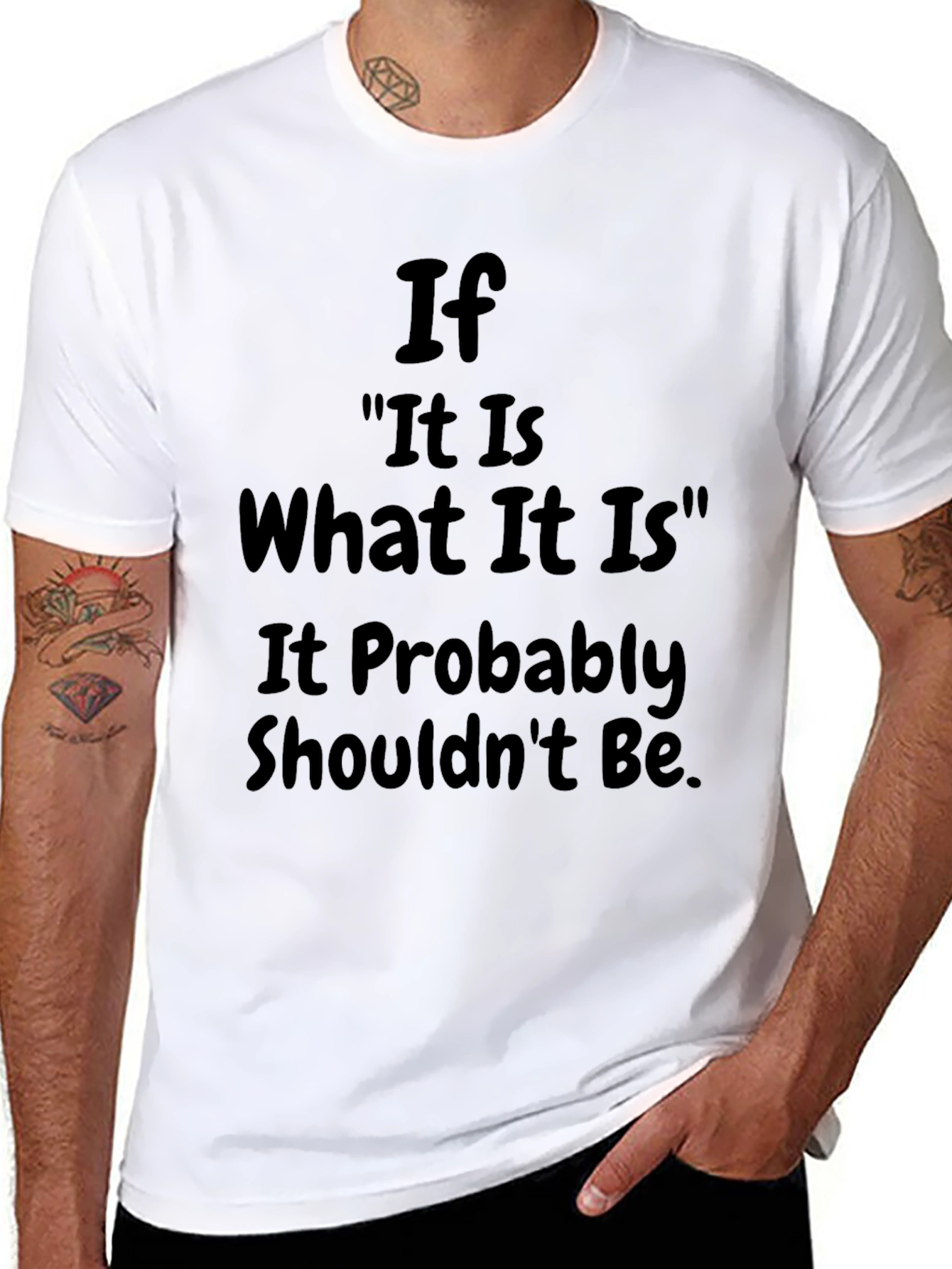 Humorous Slogan Graphic T-Shirt - Black