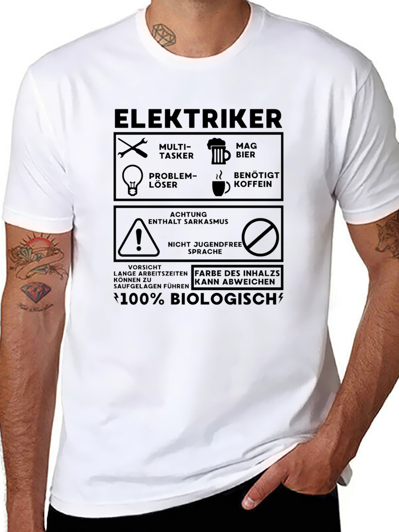 Elektriker Fun T-Shirt: Biologisch Sarkasmus Multi-Tasker!