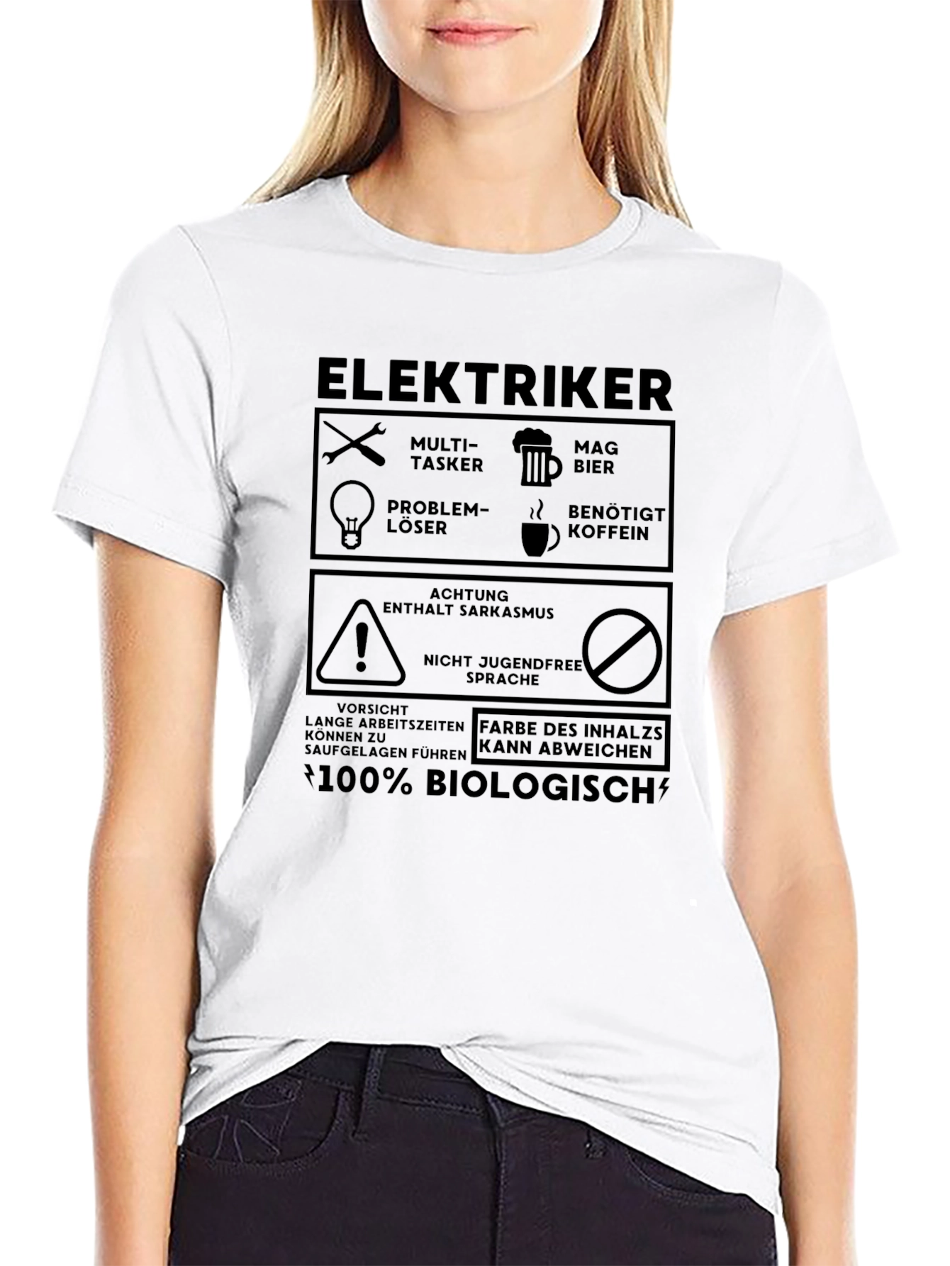 Elektriker Fun T-Shirt: Biologisch Sarkasmus Multi-Tasker!