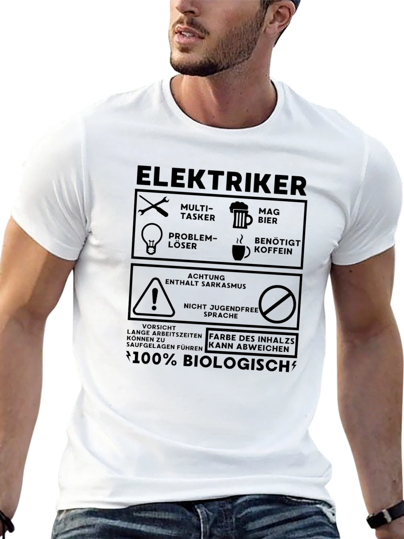 Elektriker Fun T-Shirt: Biologisch Sarkasmus Multi-Tasker!