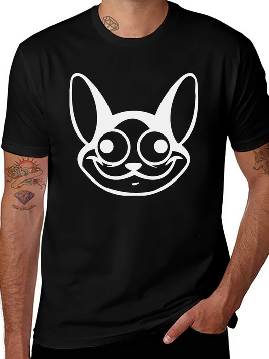 Funny Cartoon Bunny Graphic Tee - Black