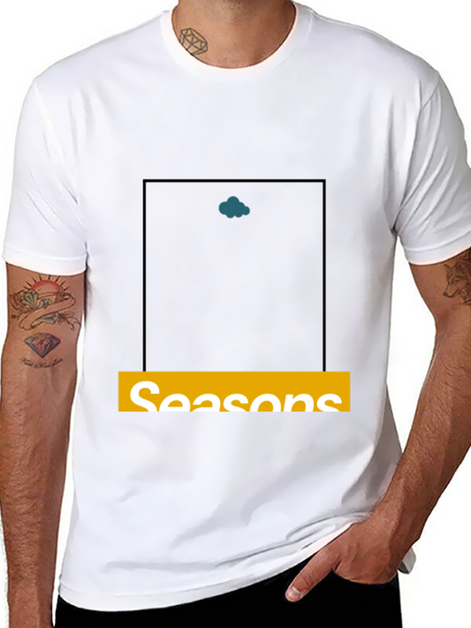 Stylish Black T-Shirt with Seasons Graphic