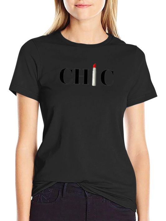 Chic Lipstick Graphic Tee - Classic Black T-Shirt