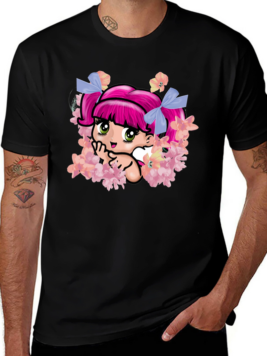 Anime Girl Floral T-Shirt - Kawaii Style