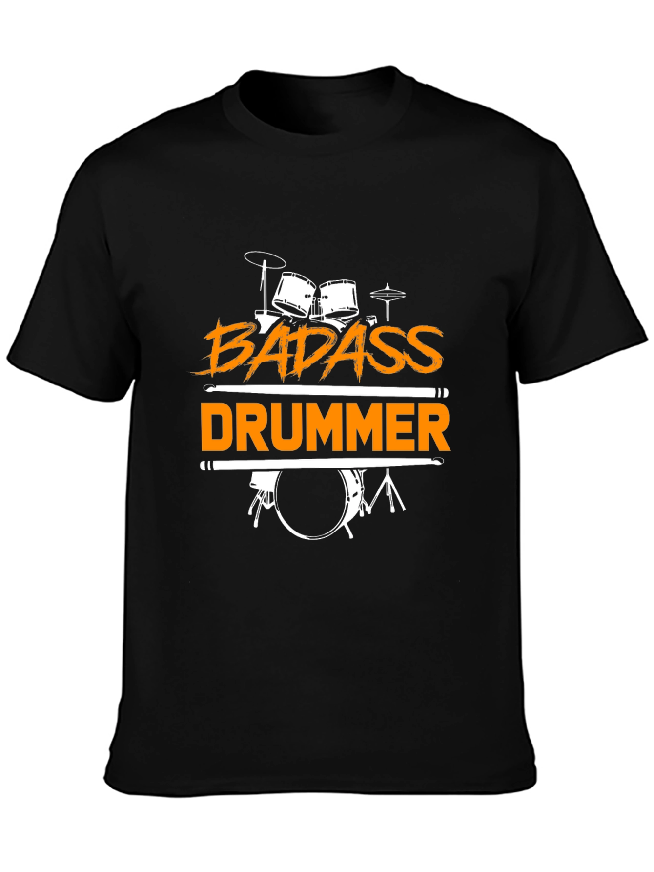 Badass Drummer Graphic Tee - Black Cotton T-Shirt