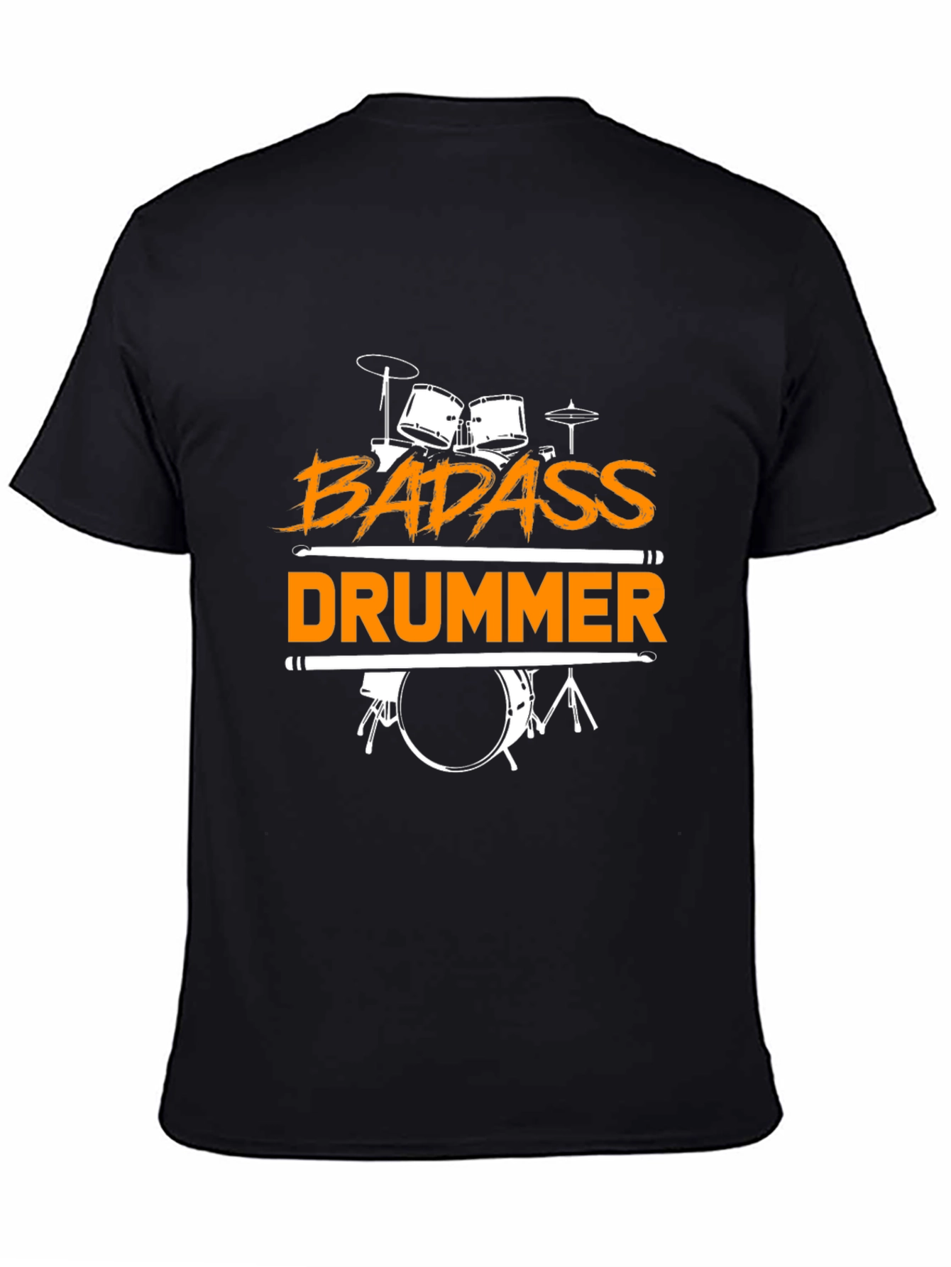 Badass Drummer Graphic Tee - Black Cotton T-Shirt