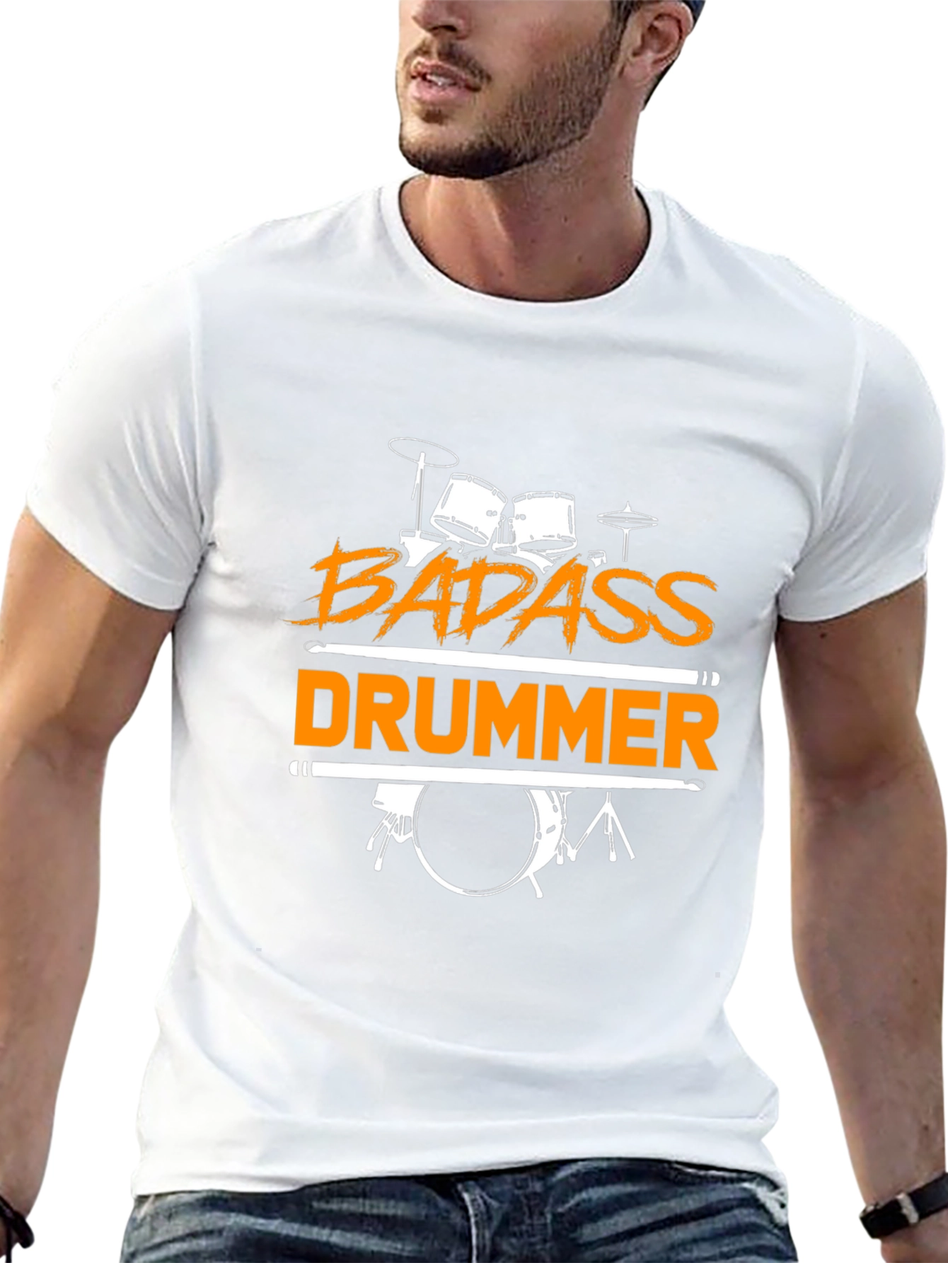 Badass Drummer Graphic Tee - Black Cotton T-Shirt