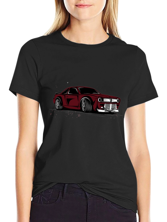 Retro Car Graphic T-Shirt - Black Crew Neck Tee