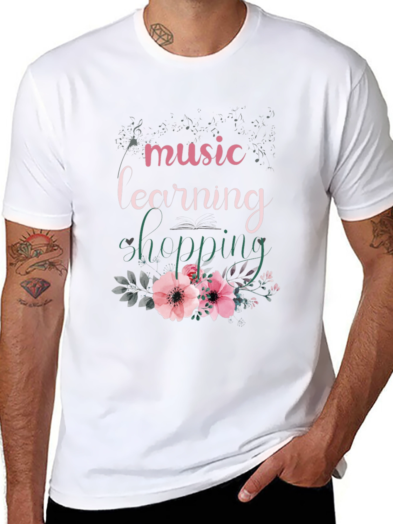 Music Learning Shopping Floral T-Shirt