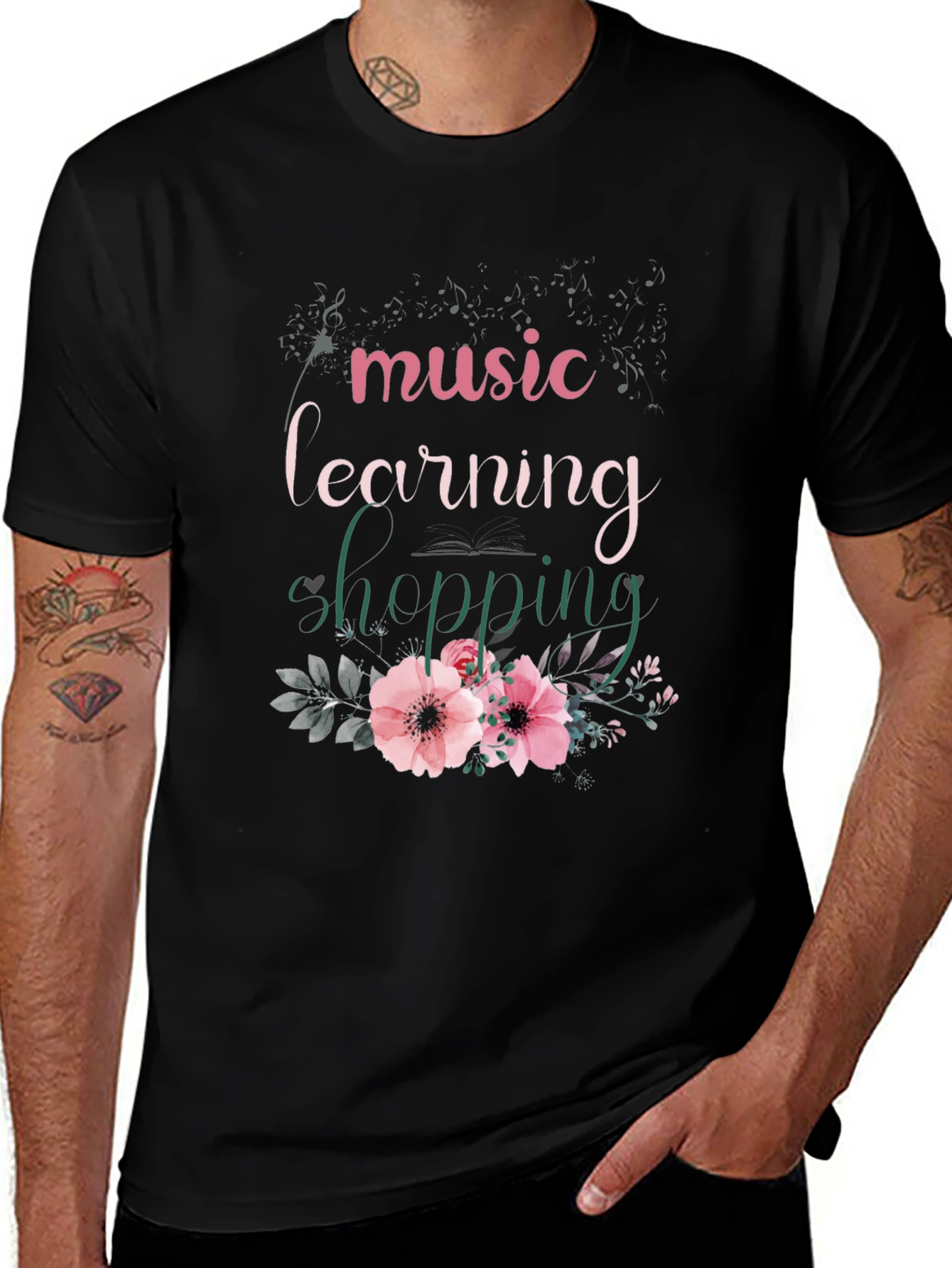 Music Learning Shopping Floral T-Shirt