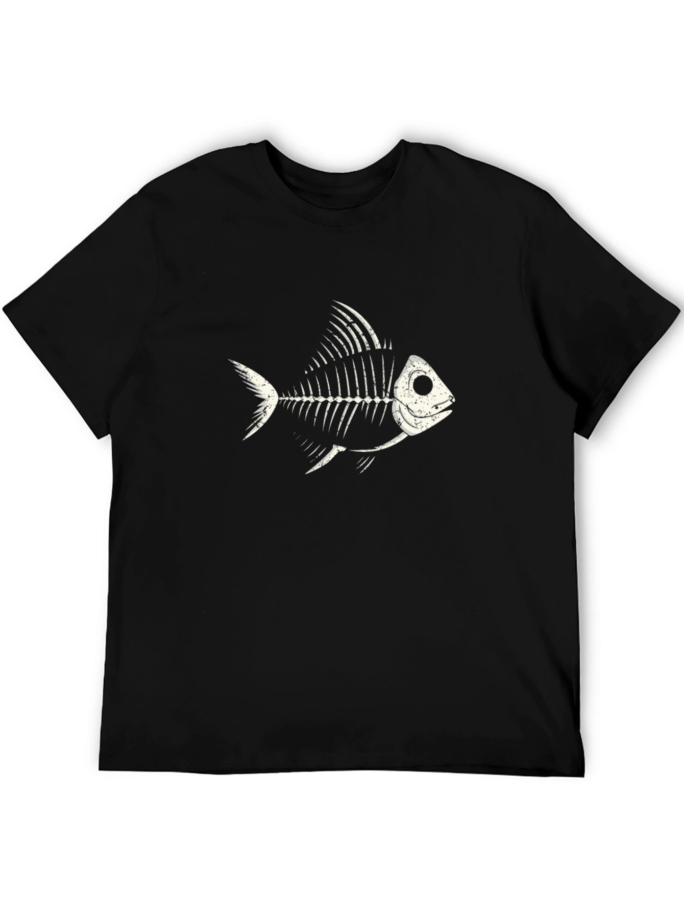 Fishbone Graphic Tee - Black Cotton Casual Shirt