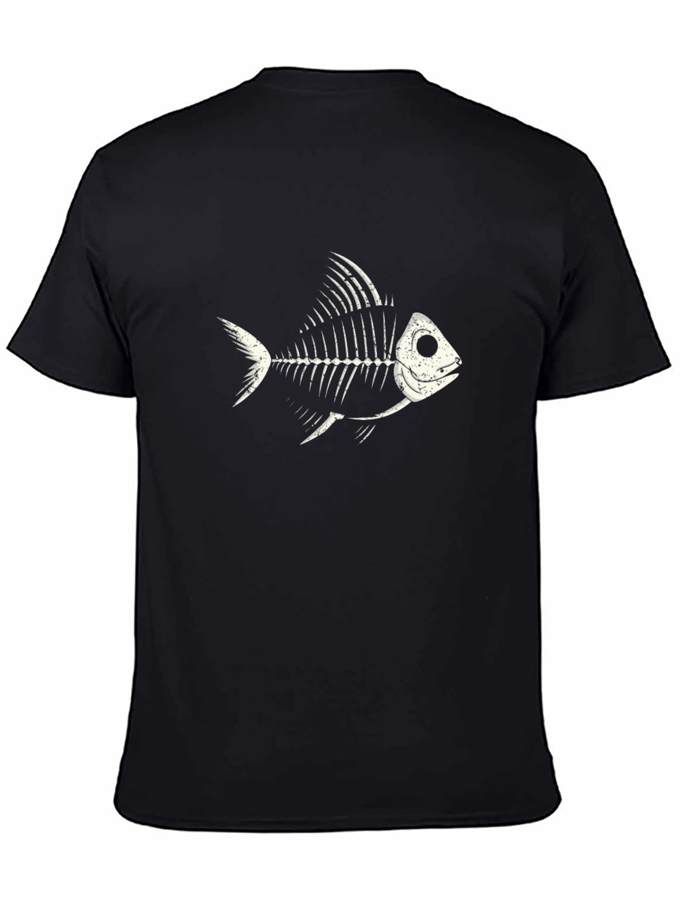 Fishbone Graphic Tee - Black Cotton Casual Shirt