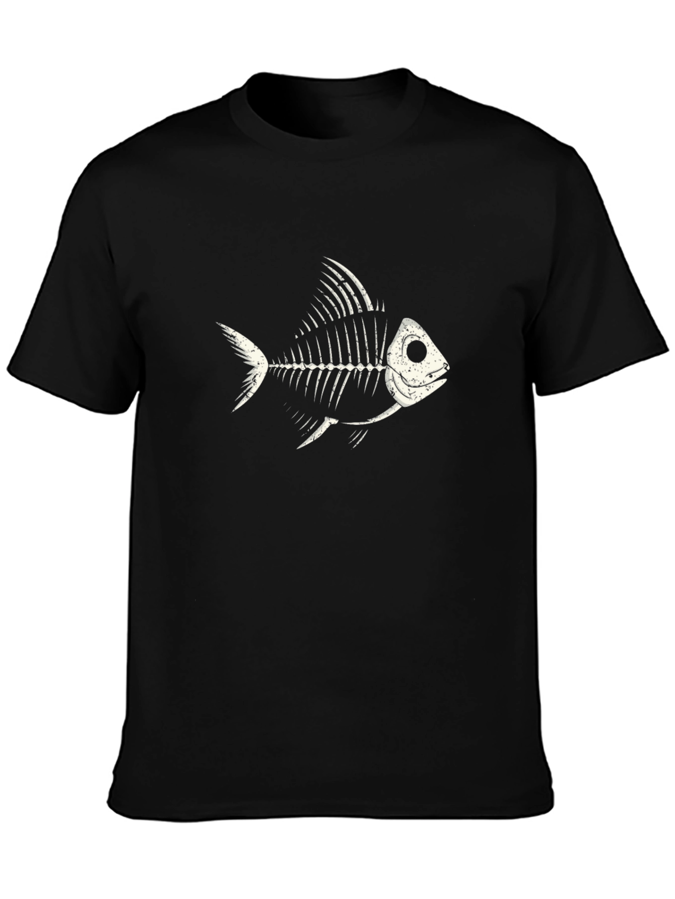 Fishbone Graphic Tee - Black Cotton Casual Shirt