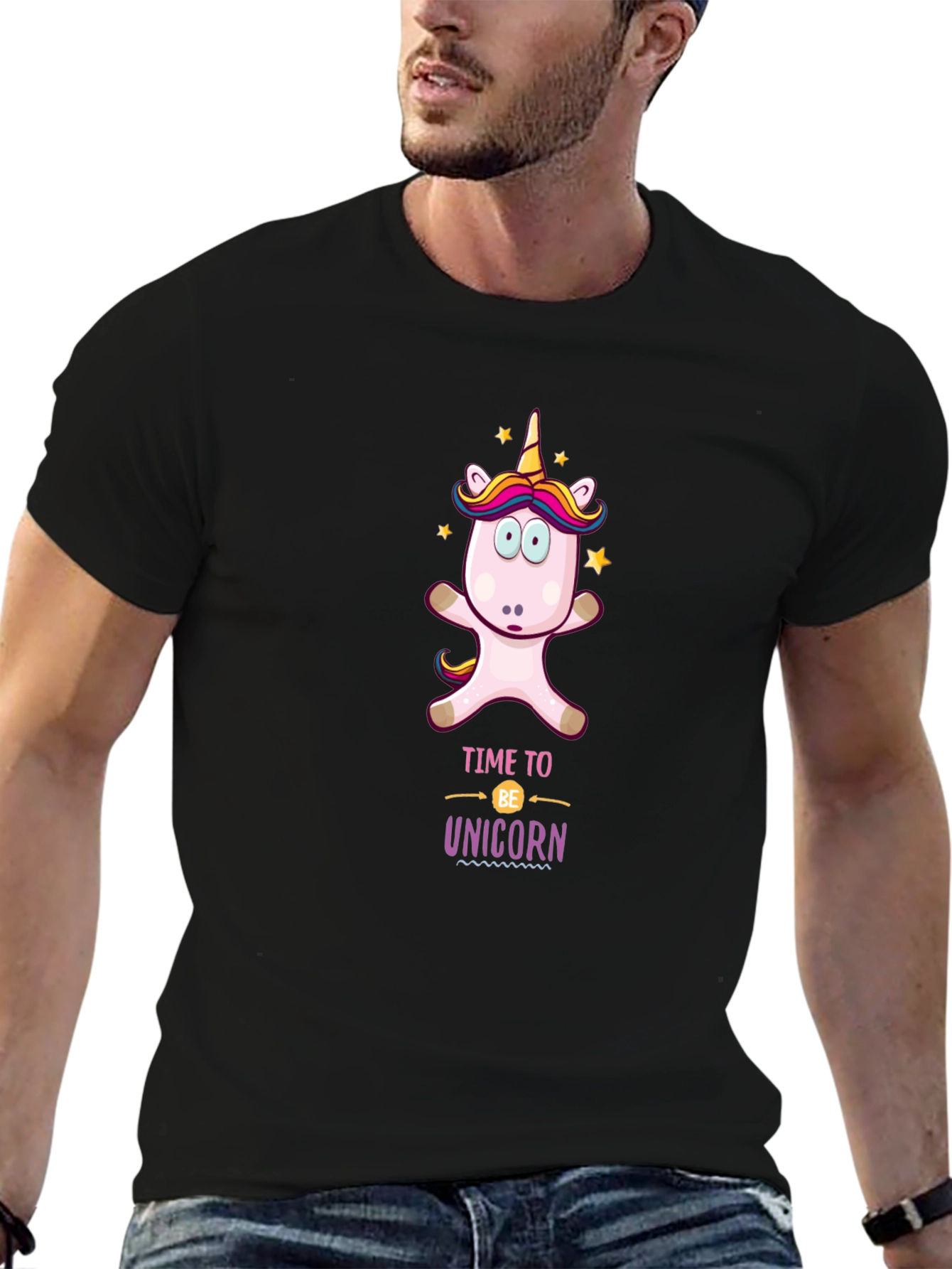 Time to be Unicorn Black T-Shirt