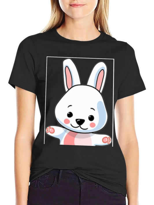 Cute Bunny Graphic Black T-Shirt