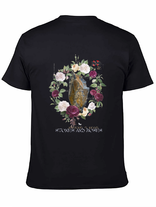 Stone Roses Floral Graphic Black T-Shirt