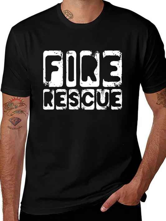 Fire Rescue Graphic T-Shirt - Black Cotton Tee