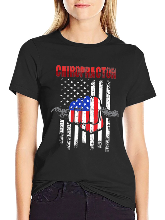 Chiropractor American Flag Fist T-Shirt