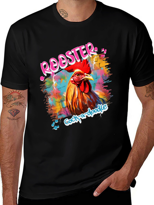 Rooster Graphic Tee - Quirky Cock-a-doodle Design