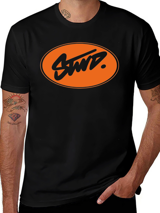 Black T-Shirt with Graphic Oval Design