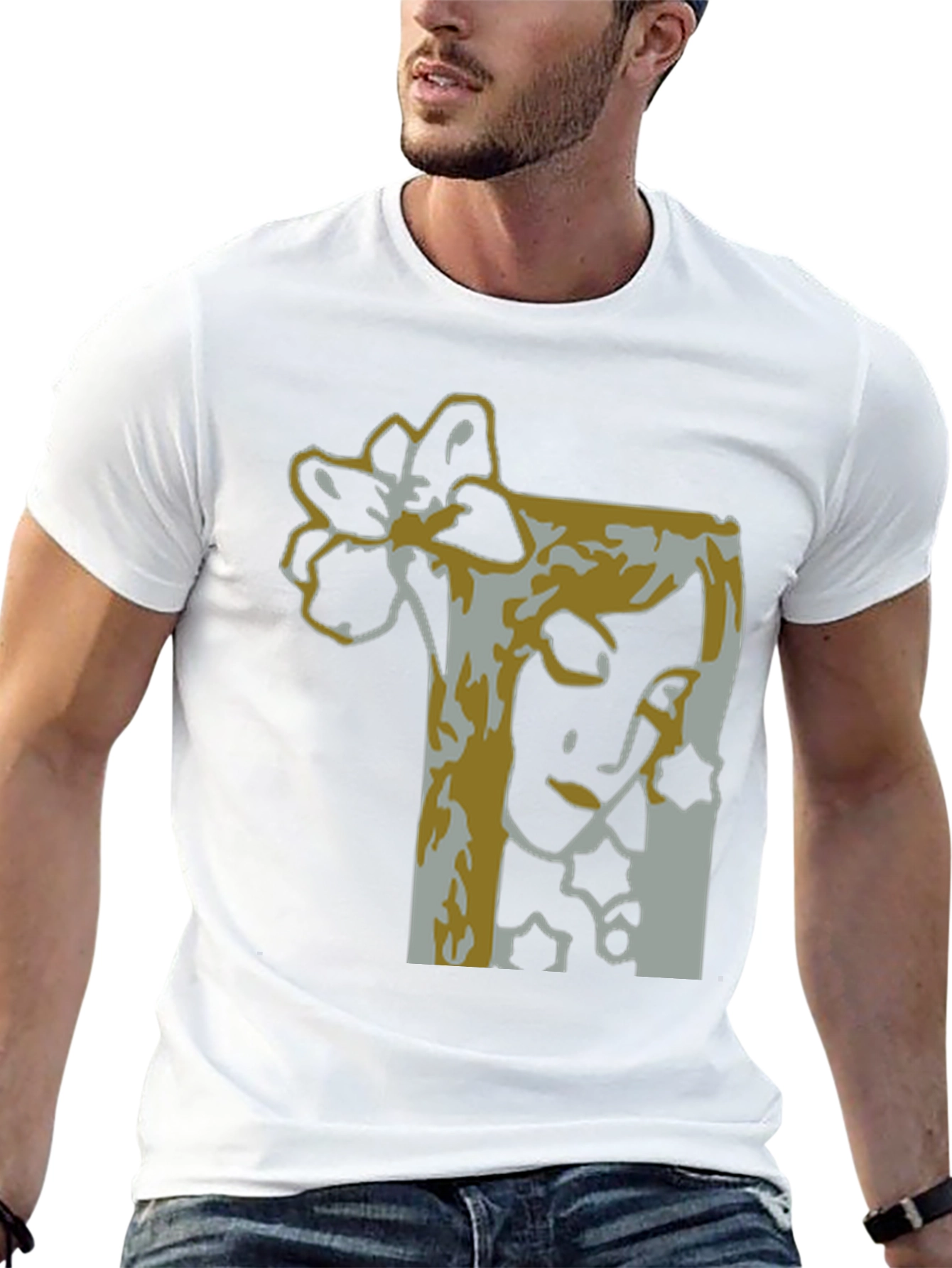 Abstract Flower Graphic Tee - Stylish Black T-Shirt