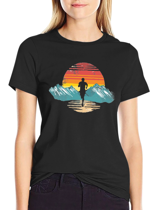 Trail Runner Sunset Graphic Tee - Retro Style