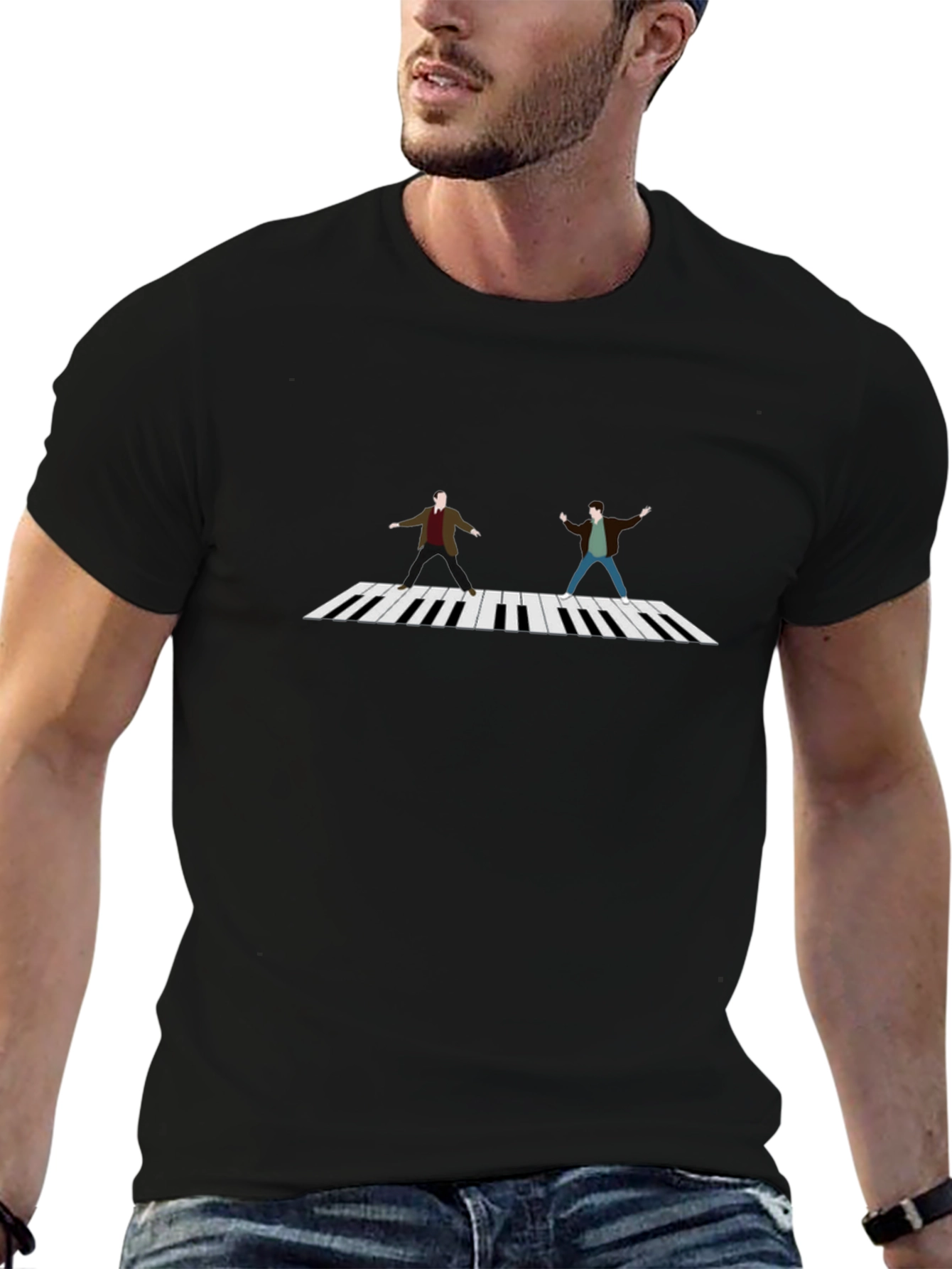 Walking Piano Black T-Shirt