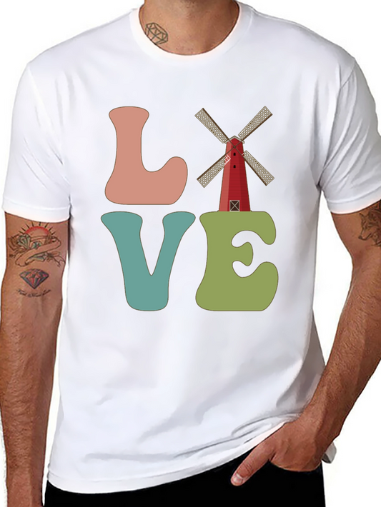 LOVE Windmill Graphic Tee - Soft Cotton Blend Shirt