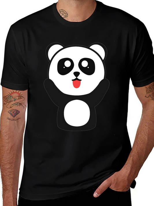 Cute Panda Bear Graphic Black T-Shirt