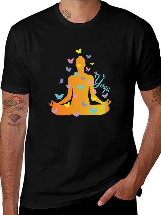 Yoga & Butterflies Graphic Black Tee