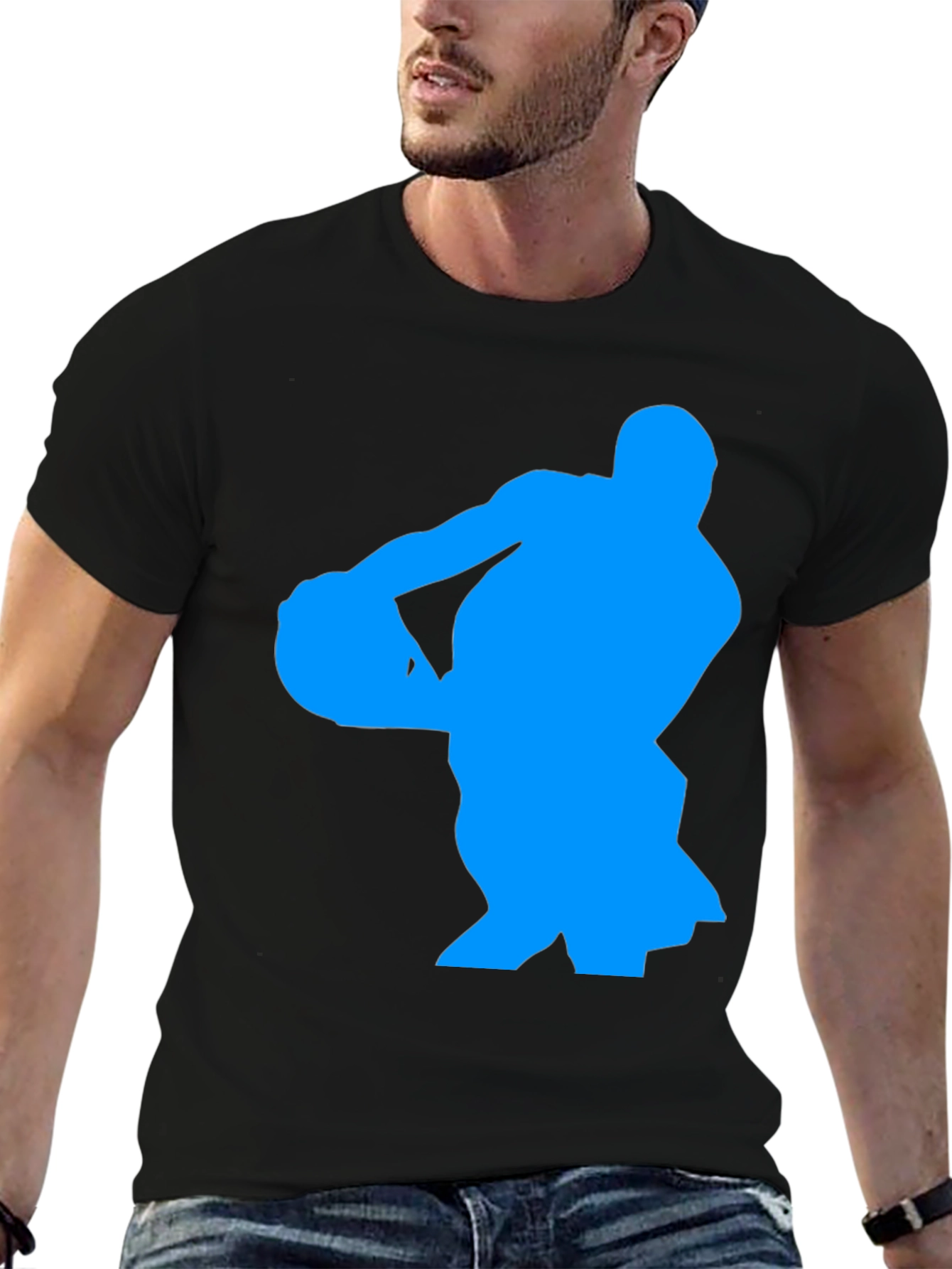 Basketball Player Graphic Tee - Black Cotton T-Shirt