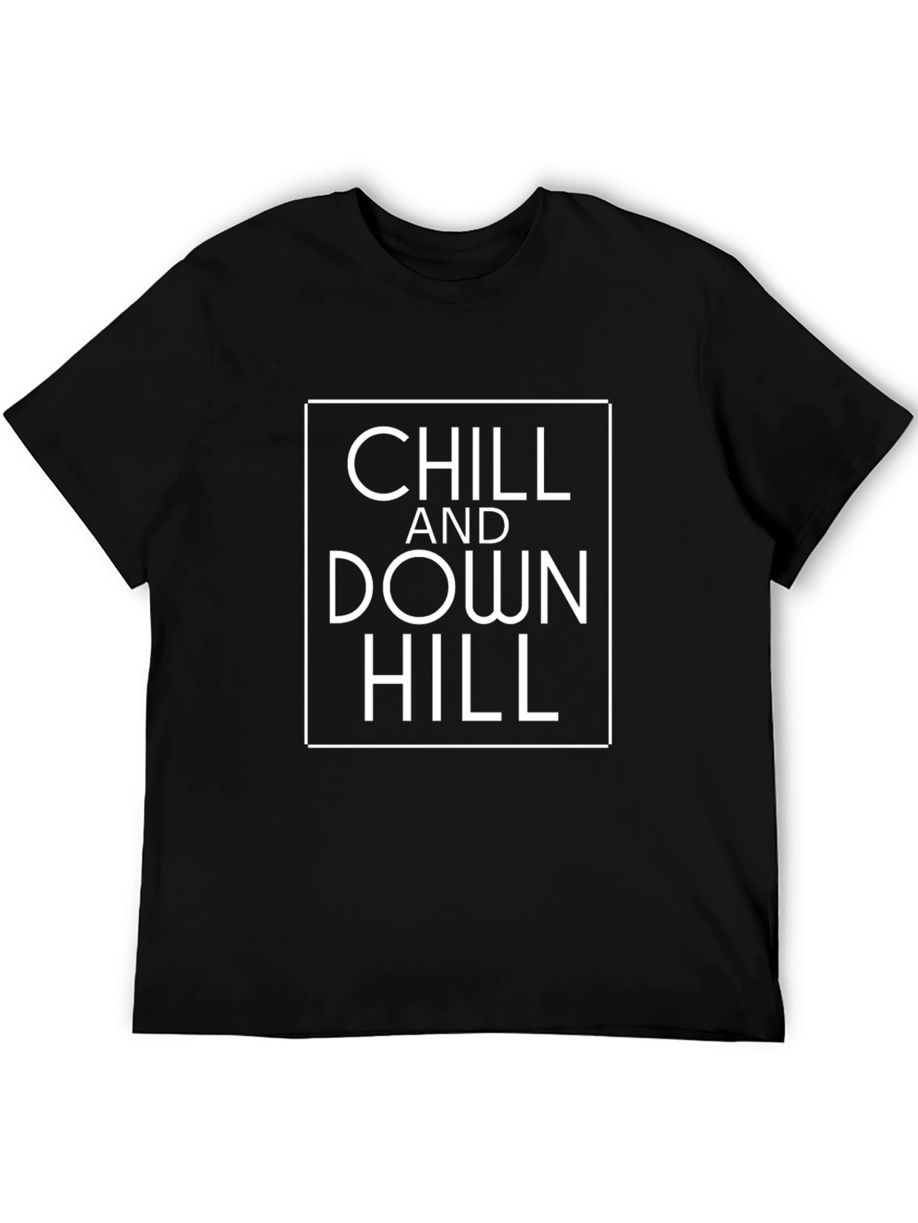 Chill and Down Hill Black Graphic T-Shirt