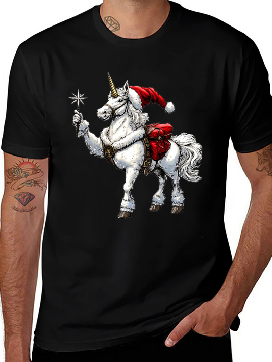 Holiday Unicorn T-Shirt - Festive Santa Hat Design