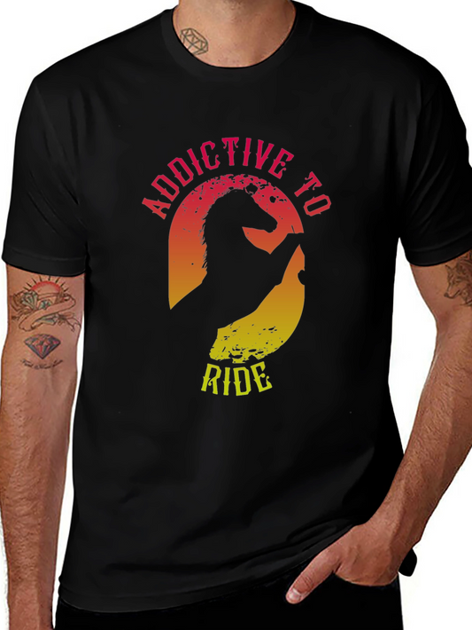 Addictive to Ride Horse Graphic Tee - Black