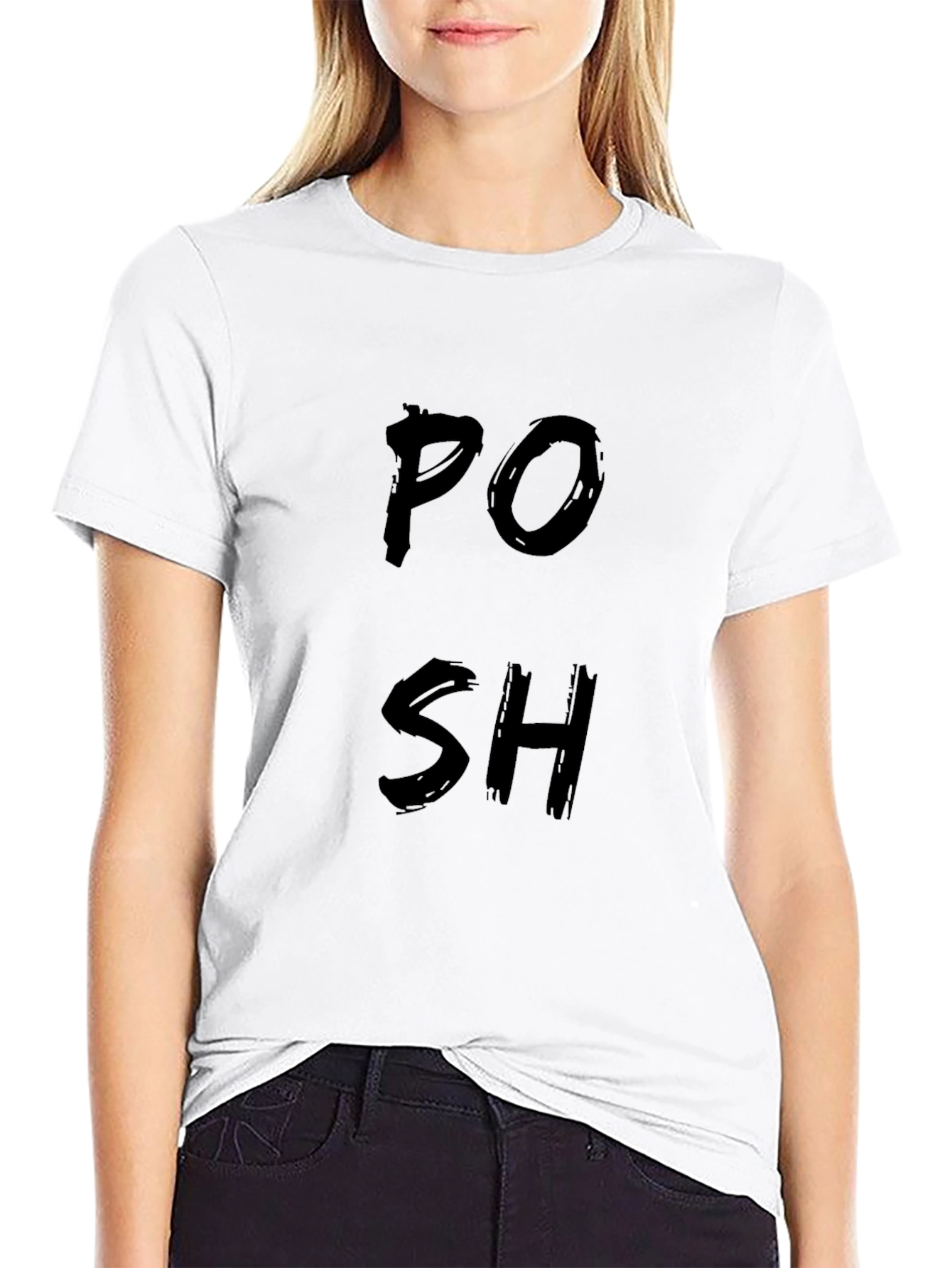Stylish Black POSH Graphic T-Shirt