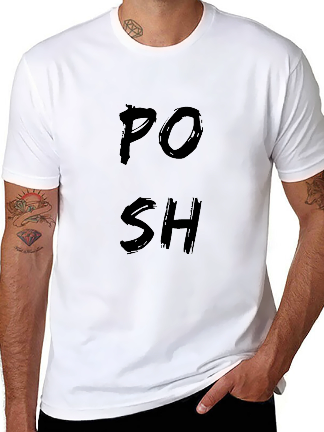 Stylish Black POSH Graphic T-Shirt