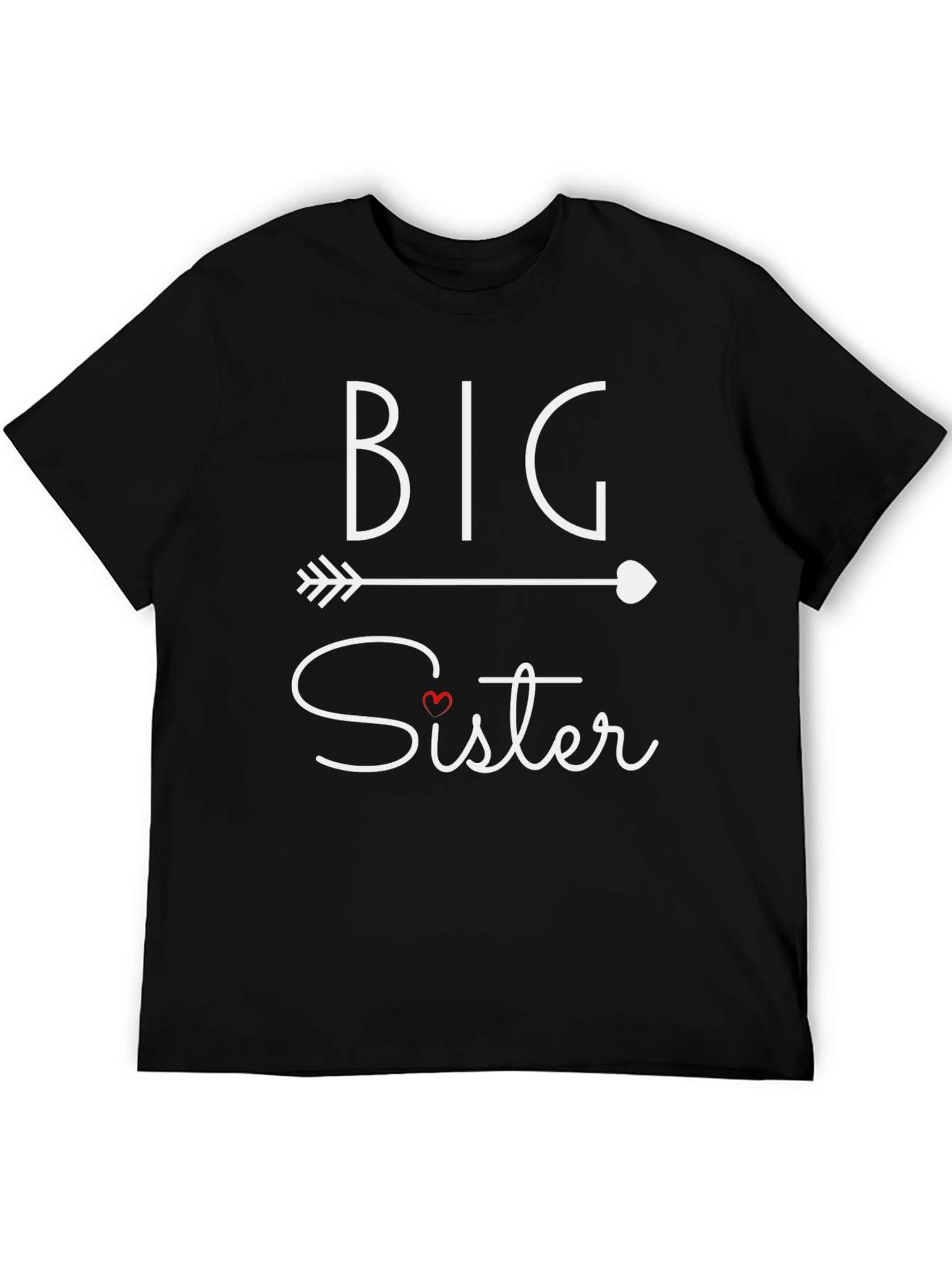 Big Sister Arrow Heart T-Shirt - Black