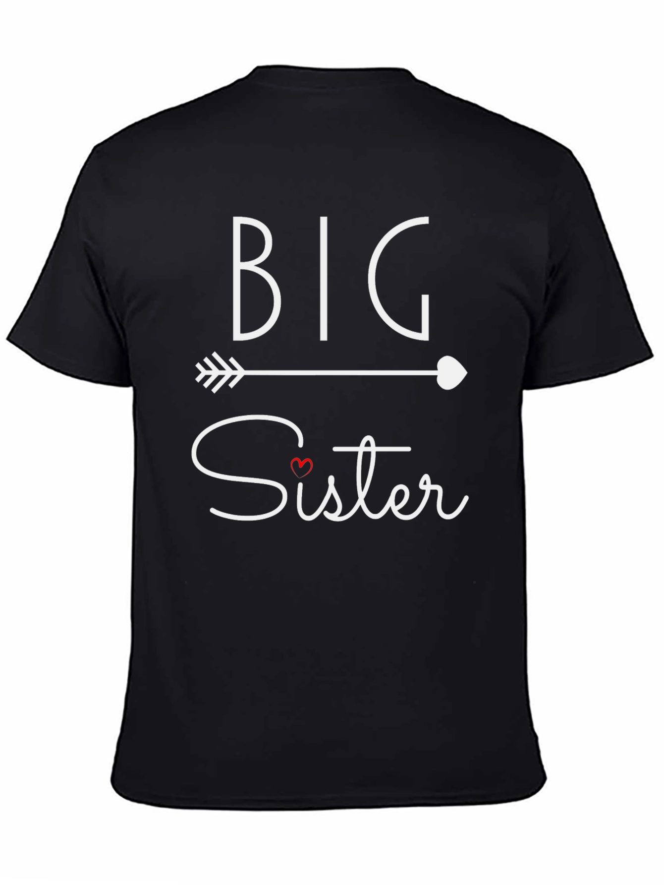 Big Sister Arrow Heart T-Shirt - Black